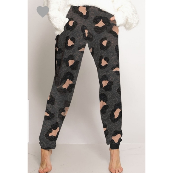 Leopard Print Joggers Pants drawstring S-L - Picture 2 of 3